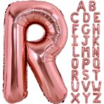 Balon Folie Metalizata Litera R, Embo, 100 cm, Umflati cu Heliu sau Aer, Ambalaj Individual, Pai inclus, Rose Gold - imagine 4