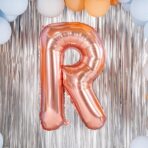 Balon Folie Metalizata Litera R, Embo, 100 cm, Umflati cu Heliu sau Aer, Ambalaj Individual, Pai inclus, Rose Gold - imagine 7