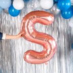 Balon Folie Metalizata Litera S, Embo, 100 cm, Umflati cu Heliu sau Aer, Ambalaj Individual, Pai inclus, Rose Gold - imagine 5