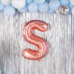 Balon Folie Metalizata Litera S, Embo, 100 cm, Umflati cu Heliu sau Aer, Ambalaj Individual, Pai inclus, Rose Gold - imagine 7