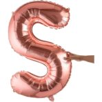 Balon Folie Metalizata Litera S, Embo, 100 cm, Umflati cu Heliu sau Aer, Ambalaj Individual, Pai inclus, Rose Gold - imagine 8