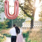 Balon Folie Metalizata Litera U, Embo, 100 cm, Umflati cu Heliu sau Aer, Ambalaj Individual, Pai inclus, Rose Gold - imagine 3