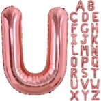 Balon Folie Metalizata Litera U, Embo, 100 cm, Umflati cu Heliu sau Aer, Ambalaj Individual, Pai inclus, Rose Gold - imagine 4