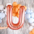 Balon Folie Metalizata Litera U, Embo, 100 cm, Umflati cu Heliu sau Aer, Ambalaj Individual, Pai inclus, Rose Gold - imagine 5