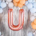 Balon Folie Metalizata Litera U, Embo, 100 cm, Umflati cu Heliu sau Aer, Ambalaj Individual, Pai inclus, Rose Gold - imagine 7