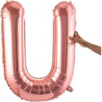 Balon Folie Metalizata Litera U, Embo, 100 cm, Umflati cu Heliu sau Aer, Ambalaj Individual, Pai inclus, Rose Gold - imagine 8