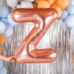 Balon Folie Metalizata Litera Z, Embo, 100 cm, Umflati cu Heliu sau Aer, Ambalaj Individual, Pai inclus, Rose Gold - imagine 2