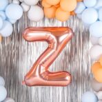 Balon Folie Metalizata Litera Z, Embo, 100 cm, Umflati cu Heliu sau Aer, Ambalaj Individual, Pai inclus, Rose Gold - imagine 4