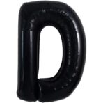 Balon din folie metalizata, 40 cm, Balon Folie Metalizata Litera D, Embo, 40 cm, Umflati cu Heliu sau Aer, Ambalaj Individual, Pai inclus, Negru, Litera D