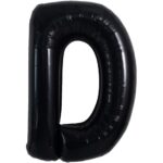 Balon din folie metalizata, 40 cm, Balon Folie Metalizata Litera D, Embo, 40 cm, Umflati cu Heliu sau Aer, Ambalaj Individual, Pai inclus, Negru, Litera D