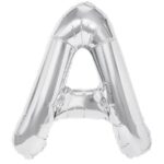 Balon Folie Metalizata Litera A, Embo, 80 cm, Umflati cu Heliu sau Aer, Ambalaj Individual, Pai inclus, Argintiu