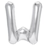 Balon Folie Metalizata Litera W, Embo, 80 cm, Umflati cu Heliu sau Aer, Ambalaj Individual, Pai inclus, Argintiu