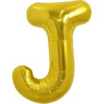Balon Folie Metalizata Litera J, Embo, 80 cm, Umflati cu Heliu sau Aer, Ambalaj Individual, Pai inclus, Auriu