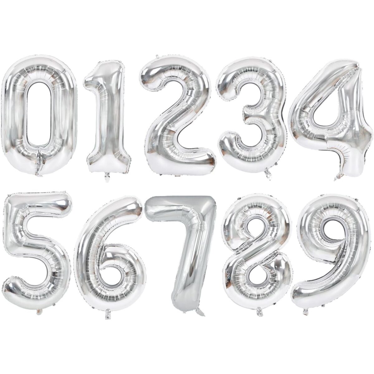 Balon din Folie Metalizata, Embo, Figurina Cifra, Tema Aniversare 100 cm, Ambalaj Individual, Pai inclus, Umflare cu Aer sau Heliu, Argintiu, Cifra 3 - imagine 9