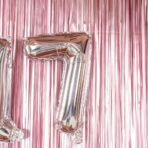Balon din Folie Metalizata, Embo, Figurina Cifra, Tema Aniversare 100 cm, Ambalaj Individual, Pai inclus, Umflare cu Aer sau Heliu, Argintiu, Cifra 7 - imagine 2