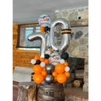 Balon din Folie Metalizata, Embo, Figurina Cifra, Tema Aniversare 100 cm, Ambalaj Individual, Pai inclus, Umflare cu Aer sau Heliu, Argintiu, Cifra 7 - imagine 6