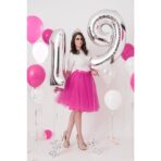 Balon din Folie Metalizata, Embo, Figurina Cifra, Tema Aniversare 100 cm, Ambalaj Individual, Pai inclus, Umflare cu Aer sau Heliu, Argintiu, Cifra 9 - imagine 3