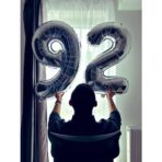 Balon din Folie Metalizata, Embo, Figurina Cifra, Tema Aniversare 100 cm, Ambalaj Individual, Pai inclus, Umflare cu Aer sau Heliu, Argintiu, Cifra 9 - imagine 6