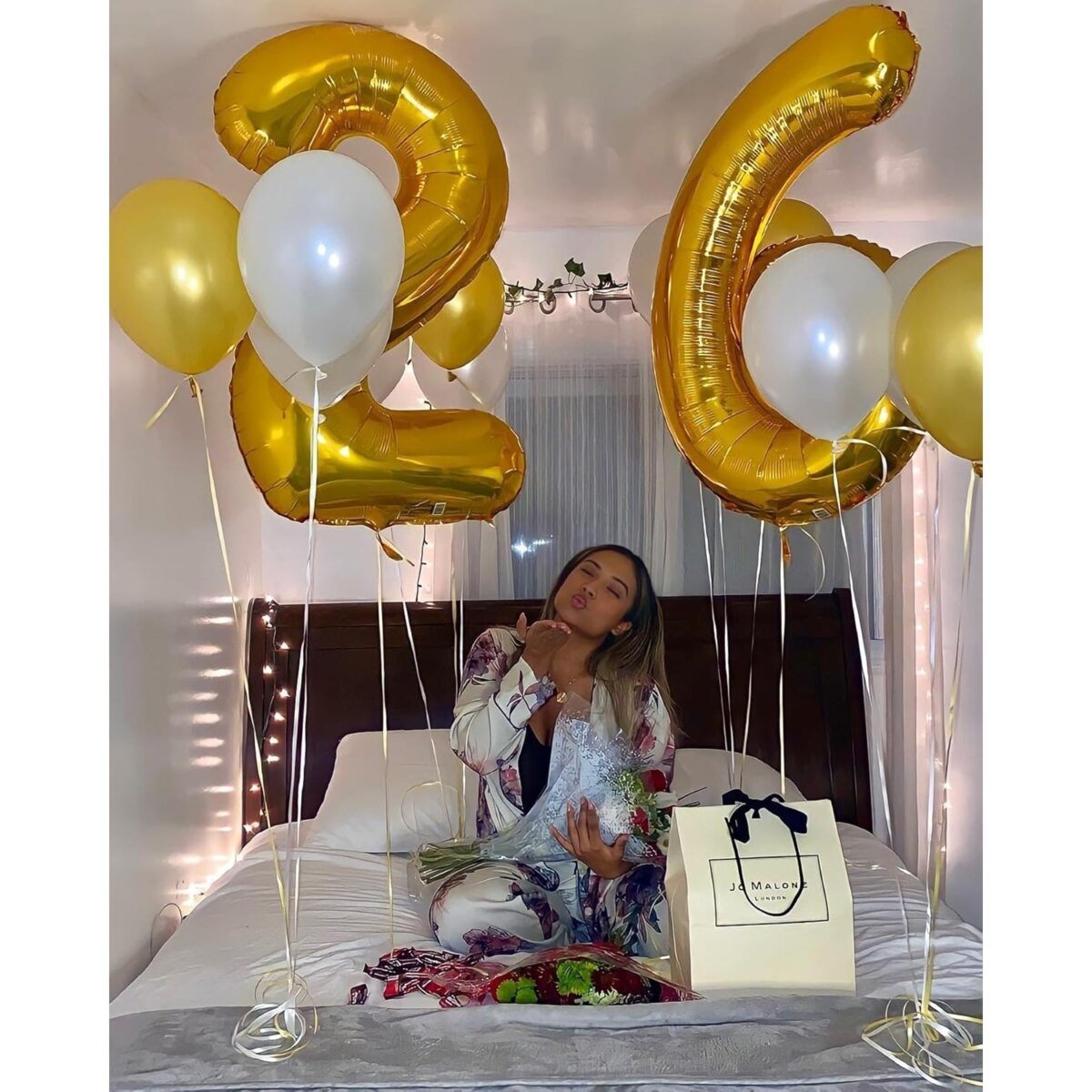 Balon din Folie Metalizata Embo, Figurina Cifra, Tema Aniversare 100 cm, Ambalaj Individual, Pai inclus, Umflare cu Aer sau Heliu, Auriu, Cifra 6 - imagine 5