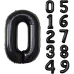 Balon din Folie Metalizata, Embo, Figurina Cifra, Tema Aniversare 100 cm, Ambalaj Individual, Pai inclus, Umflare cu Aer sau Heliu, Negru, Cifra 0 - imagine 5