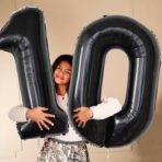 Balon din Folie Metalizata, Embo, Figurina Cifra, Tema Aniversare 100 cm, Ambalaj Individual, Pai inclus, Umflare cu Aer sau Heliu, Negru, Cifra 0 - imagine 7