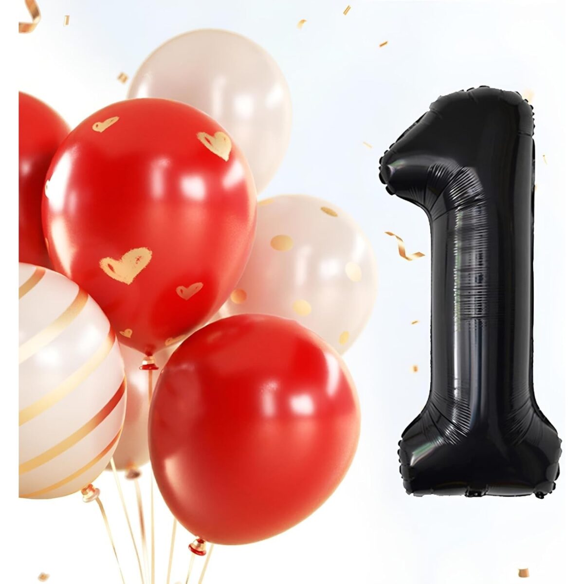Balon din Folie Metalizata, Embo, Figurina Cifra, Tema Aniversare 100 cm, Ambalaj Individual, Pai inclus, Umflare cu Aer sau Heliu, Negru, Cifra 1 - imagine 8