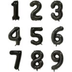 Balon din Folie Metalizata, Embo, Figurina Cifra, Tema Aniversare 100 cm, Ambalaj Individual, Pai inclus, Umflare cu Aer sau Heliu, Negru, Cifra 4 - imagine 2
