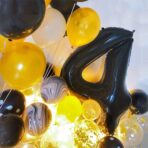 Balon din Folie Metalizata, Embo, Figurina Cifra, Tema Aniversare 100 cm, Ambalaj Individual, Pai inclus, Umflare cu Aer sau Heliu, Negru, Cifra 4 - imagine 4