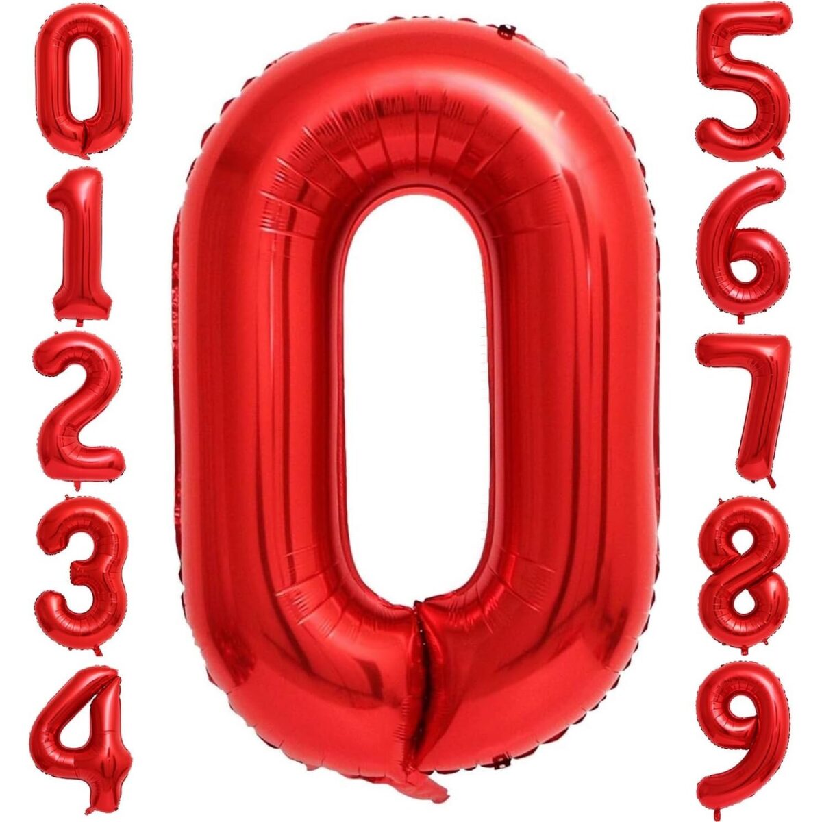 Balon din Folie Metalizata Embo, Figurina Cifra, Tema Aniversare 100 cm, Ambalaj Individual, Pai inclus, Umflare cu Aer sau Heliu, Rosu, Cifra 0 - imagine 9