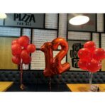 Balon din Folie Metalizata Embo, Figurina Cifra, Tema Aniversare 100 cm, Ambalaj Individual, Pai inclus, Umflare cu Aer sau Heliu, Rosu, Cifra 2 - imagine 2