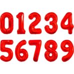 Balon din Folie Metalizata Embo, Figurina Cifra, Tema Aniversare 100 cm, Ambalaj Individual, Pai inclus, Umflare cu Aer sau Heliu, Rosu, Cifra 2 - imagine 5