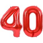 Balon din Folie Metalizata Embo, Figurina Cifra, Tema Aniversare 100 cm, Ambalaj Individual, Pai inclus, Umflare cu Aer sau Heliu, Rosu, Cifra 4 - imagine 7