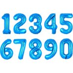 Balon din Folie Metalizata, Embo, Figurina Cifra, Tema Aniversare 100 cm, Ambalaj Individual, Pai inclus, Umflare cu Aer sau Heliu, Albastru, Cifra 5 - imagine 8