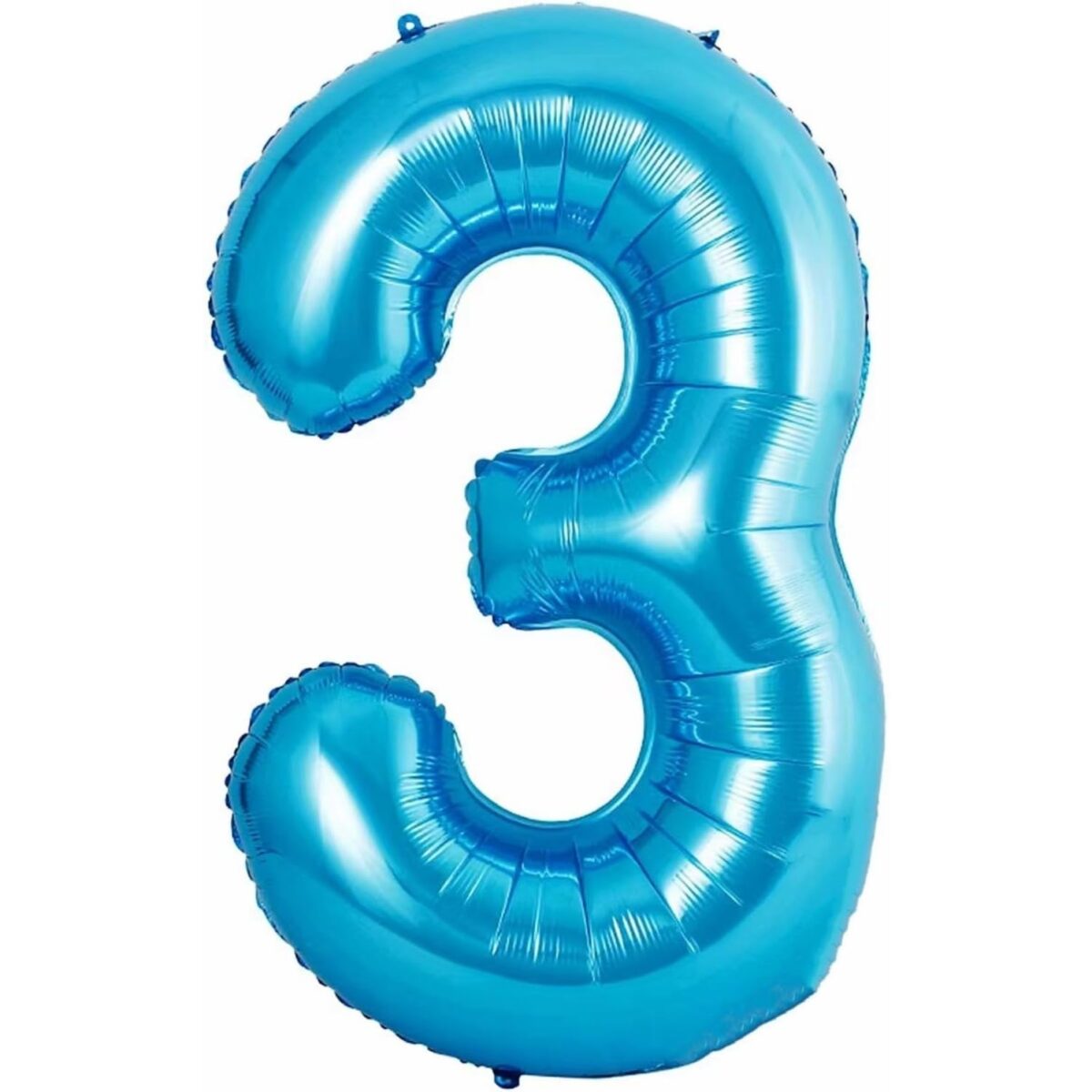 Balon din Folie Metalizata Embo, Figurina Cifra si Coroana, Tema Aniversare 100 cm, Ambalaj Individual, Pai inclus, Umflare cu Aer sau Heliu, Albastru, Cifra 3 - imagine 2
