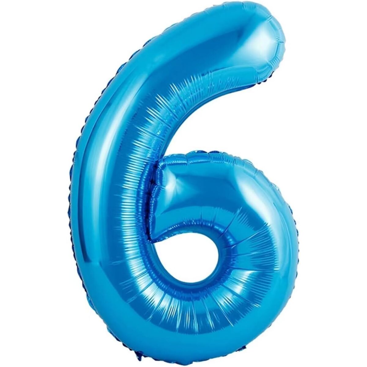 Balon din Folie Metalizata Embo, Figurina Cifra si Coroana, Tema Aniversare 100 cm, Ambalaj Individual, Pai inclus, Umflare cu Aer sau Heliu, Albastru, Cifra 6 - imagine 2