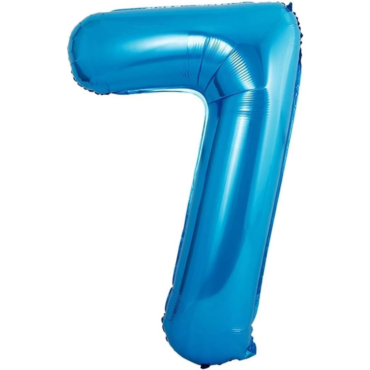 Balon din Folie Metalizata Embo, Figurina Cifra si Coroana, Tema Aniversare 100 cm, Ambalaj Individual, Pai inclus, Umflare cu Aer sau Heliu, Albastru, Cifra 7 - imagine 2