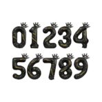 Balon din Folie Metalizata Embo, Figurina Cifra si Coroana, Scris Happy Birthday, Tema Aniversare 100 cm, Ambalaj Individual, Pai inclus, Umflare cu Aer sau Heliu, Negru, Cifra 0 - imagine 4