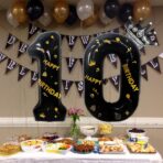 Balon din Folie Metalizata Embo, Figurina Cifra, Scris Happy Birthday, Tema Aniversare 100 cm, Ambalaj Individual, Pai inclus, Umflare cu Aer sau Heliu, Negru, Cifra 1 - imagine 5