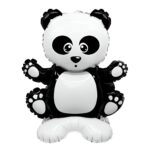 Balon din Folie Metalizata, Embo, Figurine Animăluțe, Model Panda, 43x59cm, Ambalaj Individual, Pai Inclus, Umflare cu Aer sau Heliu, Alb Negru