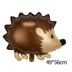 Balon din Folie Metalizata, Embo, Figurine Animalute, Model Arici, 49x56 cm, Ambalaj Individual, Pai Inclus, Umflare cu Aer sau Heliu, Maro - imagine 2