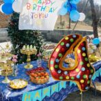 Balon din Folie Metalizata Embo, Figurina Cifra, Imprimeu Gogosi, Tema Aniversare 100 cm, Ambalaj Individual, Pai inclus, Umflare cu Aer sau Heliu, Multicolor, Cifra 4 - imagine 7
