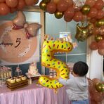 Balon din Folie Metalizata Embo, Figurina Cifra, Imprimeu Gogosi, Tema Aniversare 100 cm, Ambalaj Individual, Pai inclus, Umflare cu Aer sau Heliu, Multicolor, Cifra 5 - imagine 6