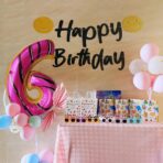 Balon din Folie Metalizata Embo, Figurina Cifra, Imprimeu Gogosi, Tema Aniversare 100 cm, Ambalaj Individual, Pai inclus, Umflare cu Aer sau Heliu, Multicolor, Cifra 6 - imagine 8
