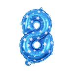 Balon din Folie Metalizata Embo, Figurina Cifra, Imprimeu Stele, Tema Aniversare 80 cm, Ambalaj Individual, Pai inclus, Umflare cu Aer sau Heliu, Albastru, Cifra 8 - imagine 2