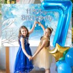 Balon din Folie Metalizata Embo, Figurina Cifra, Tema Aniversare 40 cm, Ambalaj Individual, Pai inclus, Umflare cu Aer sau Heliu, Albastru, Cifra 7 - imagine 3