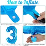 Balon din Folie Metalizata Embo, Figurina Cifra, Tema Aniversare 40 cm, Ambalaj Individual, Pai inclus, Umflare cu Aer sau Heliu, Albastru, Cifra 3 - imagine 2