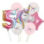 Balon din Folie Metalizata Embo, Figurina Cifra, Tema Aniversare 40 cm, Ambalaj Individual, Pai inclus, Umflare cu Aer sau Heliu, Multicolor, Cifra 5 - imagine 3