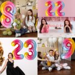 Balon din Folie Metalizata Embo, Figurina Cifra, Tema Aniversare 40 cm, Ambalaj Individual, Pai inclus, Umflare cu Aer sau Heliu, Multicolor, Cifra 8 - imagine 3