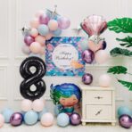 Balon din Folie Metalizata Embo, Figurina Cifra, Tema Aniversare 40 cm, Ambalaj Individual, Pai inclus, Umflare cu Aer sau Heliu, Negru, Cifra 8 - imagine 7