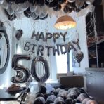 Balon din Folie Metalizata Embo, Figurina Cifra, Tema Aniversare 40 cm, Ambalaj Individual, Pai inclus, Umflare cu Aer sau Heliu, Argintiu, Cifra 5 - imagine 5